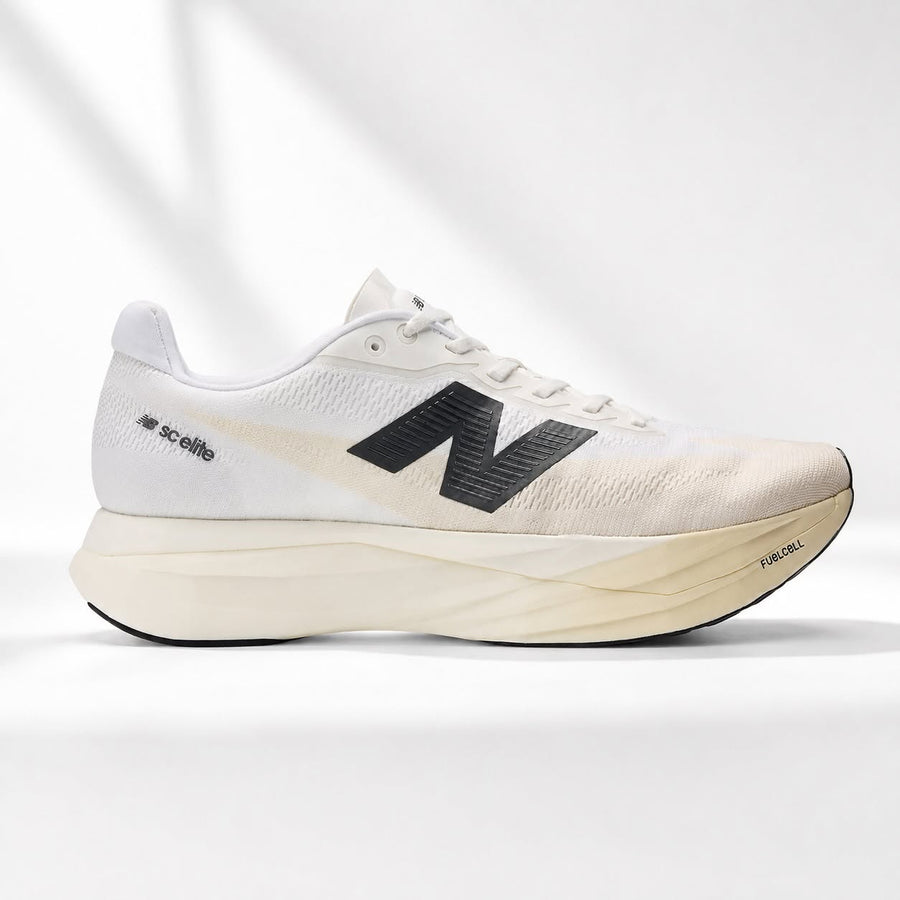 New Balance FuelCell SC Elite v5 - Linen | White | Gold Metallic — front