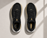HOKA Clifton 10 - Black | White | Gold — upper detail